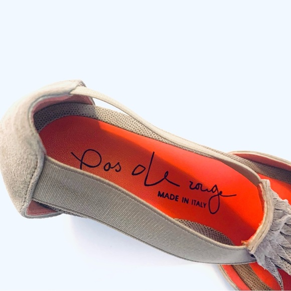 PAS DE ROUGE Nori Wedge Sandal Suede Fringe, taupe - Picture 4 of 5